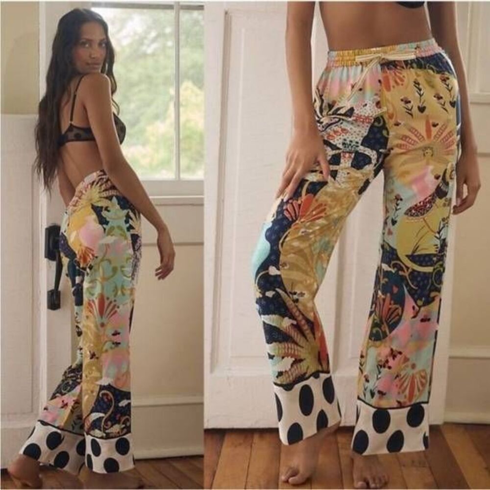 Anthropologie Alessandro Florio Floral Flannel Pajama Sleep Pants Sz XXS